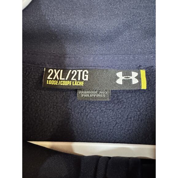 Under Armour Mens 2XL Navy Blue Loose Fit Full Zip Jacket Coldgear Performance - Picture 4 of 9